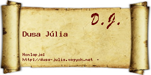 Dusa Júlia névjegykártya